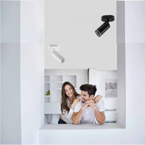 Vetrineinrete® Applique plafoniera orientabile da soffitto o parete 1 diffusore lampada attacco GU10 per bagno soggiorno bianco o nero 