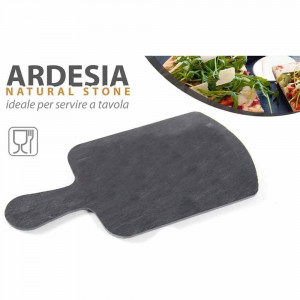 Vetrineinrete® Vassoio da Portata rettangolare in ardesia con manico piatto per servire Finger Food Sushi Formaggi aperitivo buffet cucina bar ristorante 19x10 cm