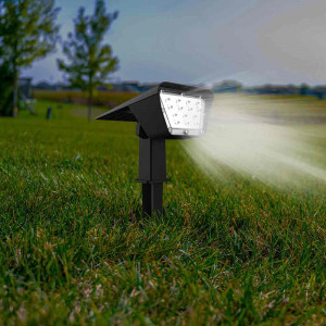 Vetrineinrete® Faretto 7 led picchetto ricaricabile con pannello solare crepuscolare lampada da muro 3,5 watt impermeabile IP65